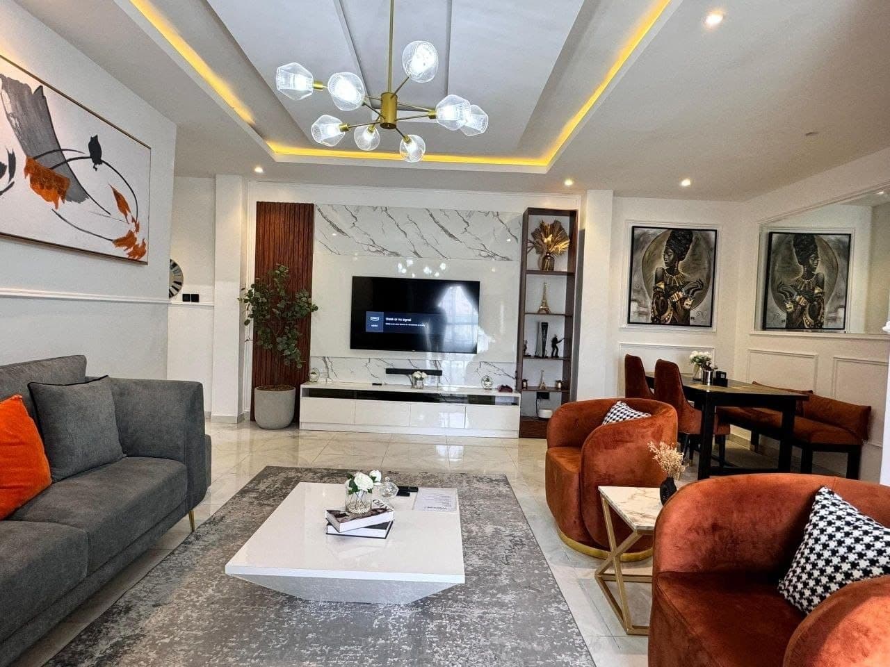 Luxury Living Room — Interior & POP Finishing